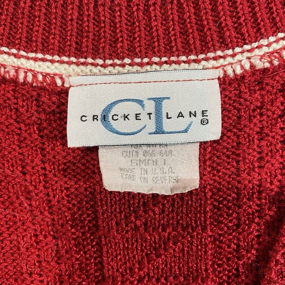 Vintage CRICKET LANE Sweater Vest Cable Knit Button Front V Neck Womens S Red - Picture 4 of 10